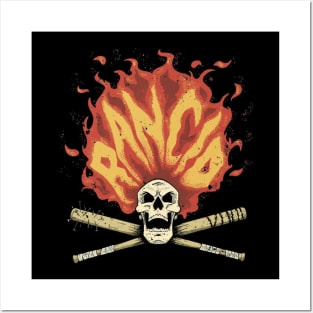 Skull Head Fire Of Rock Punk Style Posters and Art